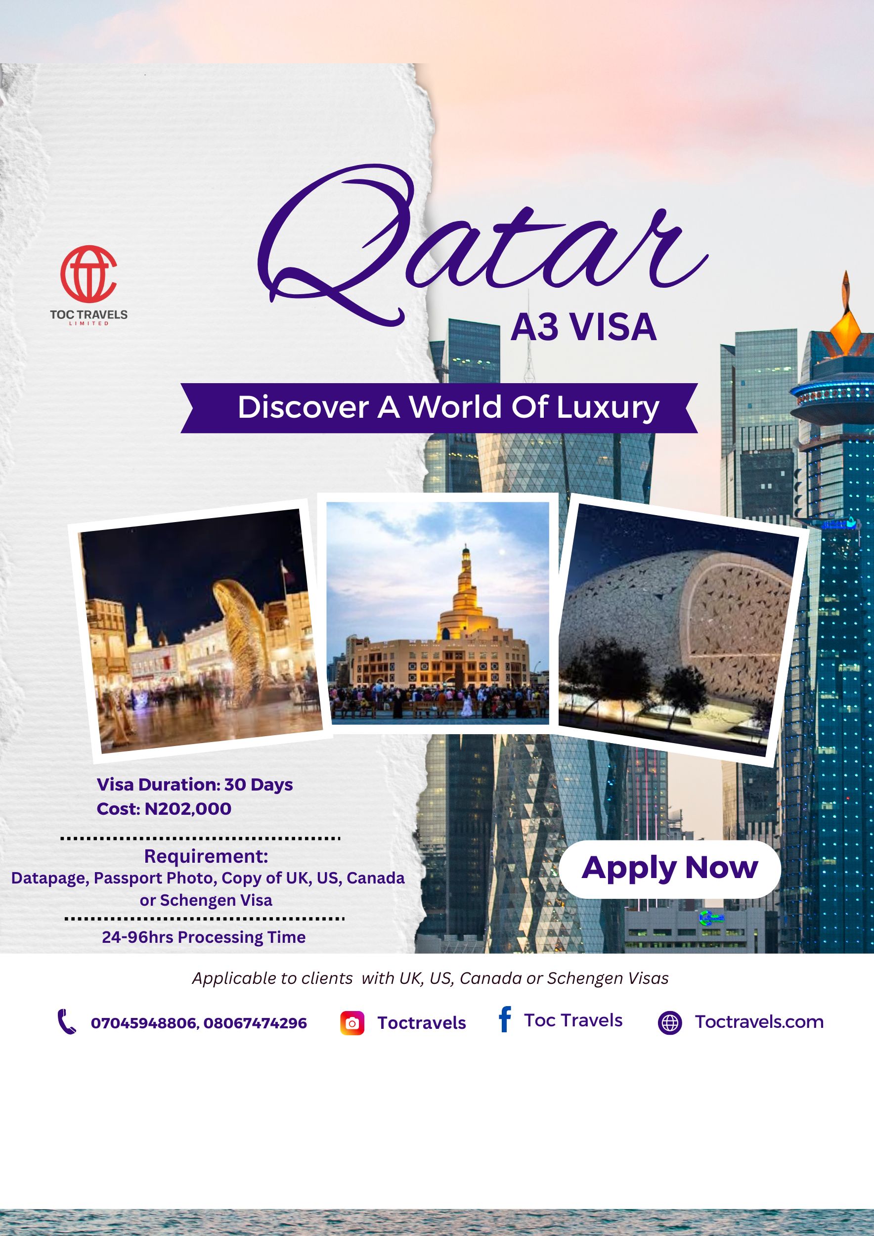 APPLY FOR QATAR A3 VISA